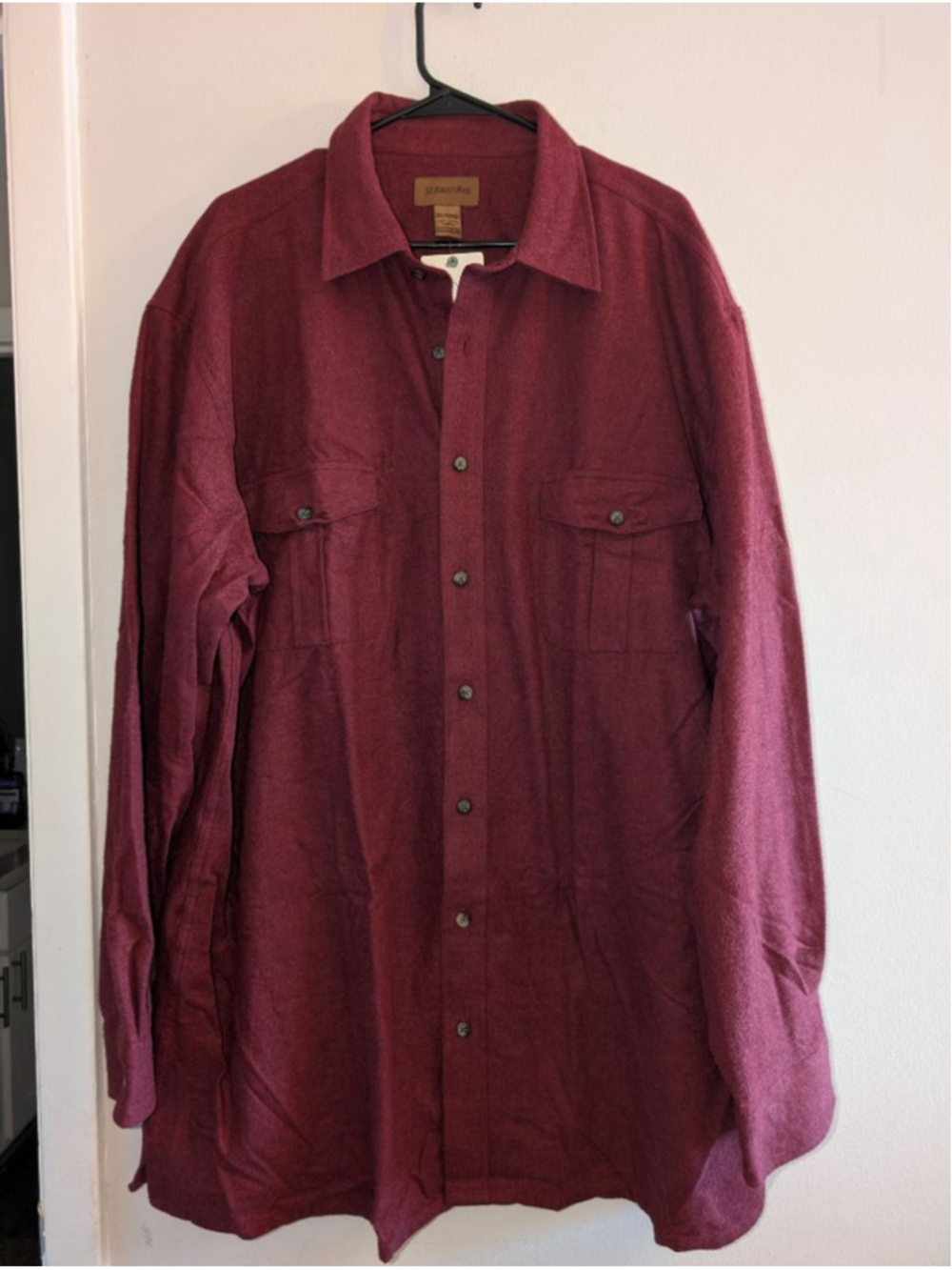 St. John's Bay Casual Button Down Shirt 2XLT Burgundy, men's